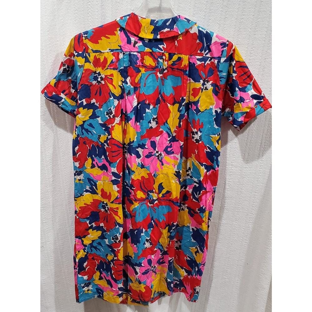 Smart Time House Dress Bright Colorful Art Deco Size M Mara Hoffma Vintage 1970s